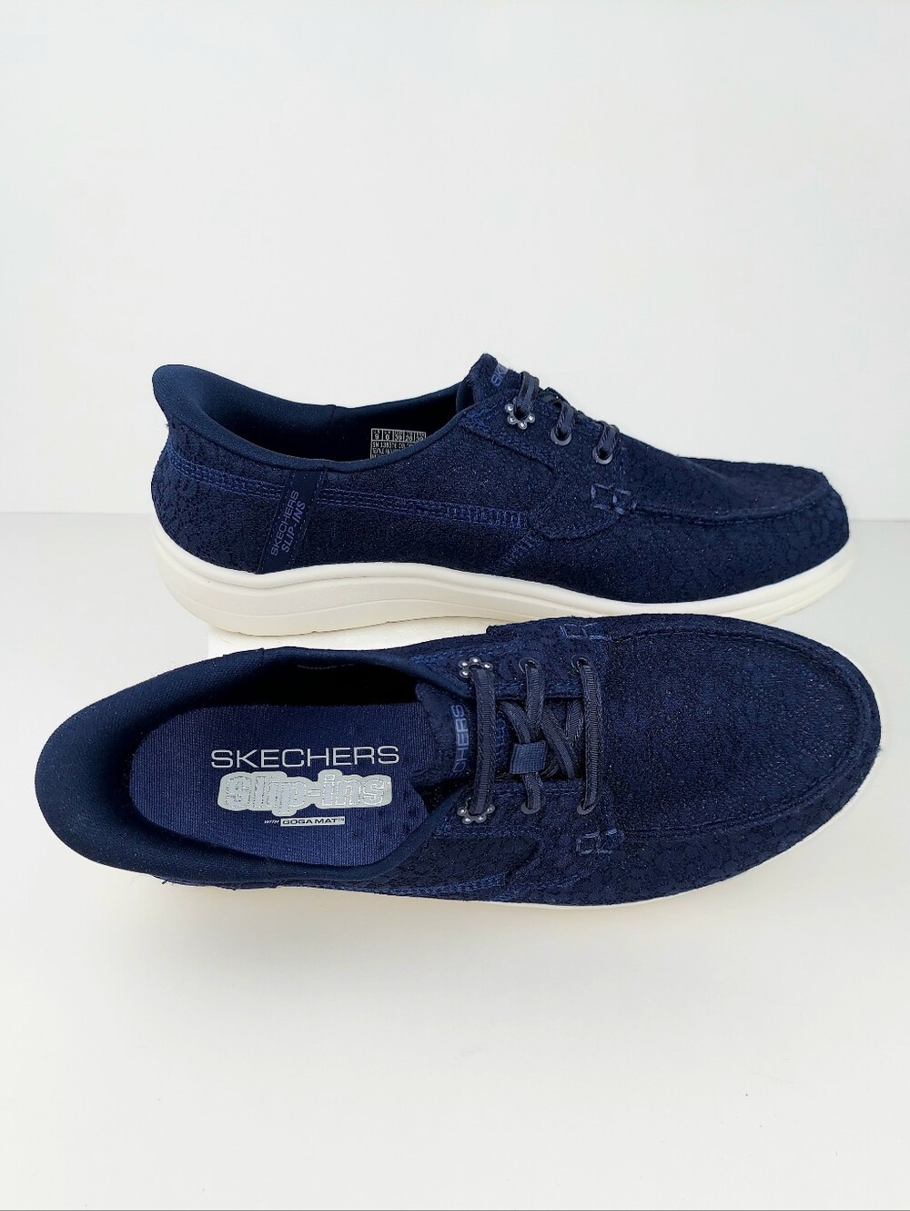 Skechers Slip-ins Hands Free Leilani Navy Lace Boat Shoe Sneakers 9 - Picture 9 of 14